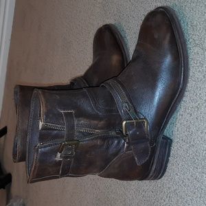 Treasure & bond brown leather buckle ankle boots